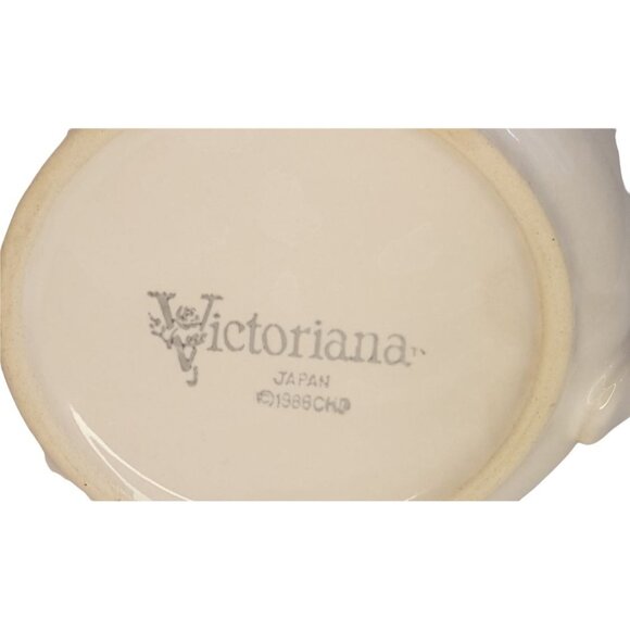 Vintage 1988 Victoriana Gravy Boat Stoneware Pink Flower Pink Rim - Picture 6 of 7